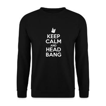 Keep calm and head bang metalhead heavy metal - Unisex Sweatshirt - black - Front - Alina (178cm) & Michal (187cm)