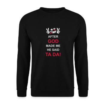 after god made me - Unisex Sweatshirt - black - Front - Alina (178cm) & Michal (187cm)