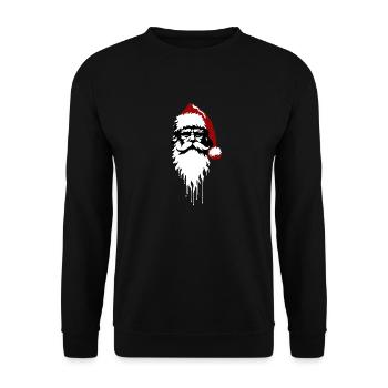 Nicolaus | Santa Claus street art stencil - Unisex Pullover - Schwarz - Vorne - Alina (178cm) & Michal (187cm)