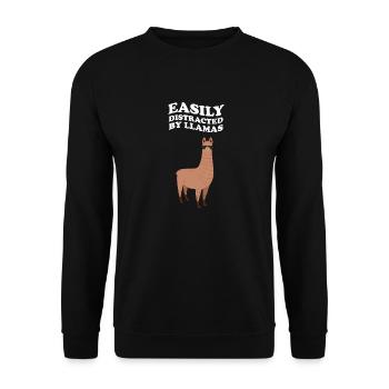 Easily Distracted By Llamas Lama Alpaka - Unisex Pullover - Schwarz - Vorne - Alina (178cm) & Michal (187cm)