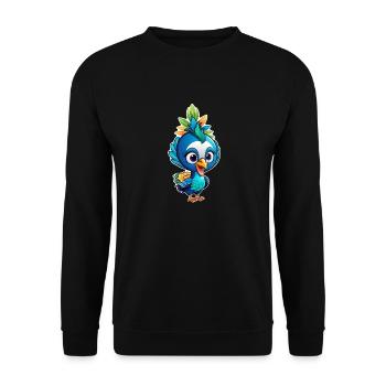 Niedlicher kleiner Pfau - Unisex Pullover - Schwarz - Vorne - Alina (178cm) & Michal (187cm)