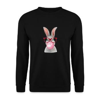 lapin mâché le chewing-gum - Sweat-shirt Unisexe - noir - Devant - Alina (178cm) & Michal (187cm)
