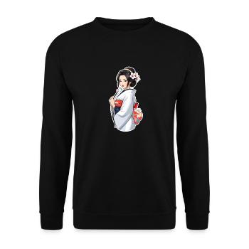 Japanese woman in kimono - Japan - manga - Unisex Sweatshirt - black - Front - Alina (178cm) & Michal (187cm)