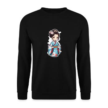 Japanese woman in kimono - Japan - manga - Unisex Sweatshirt - black - Front - Alina (178cm) & Michal (187cm)