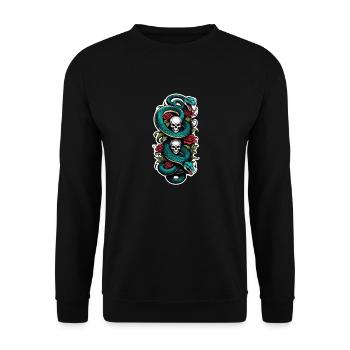 serpent squelette et tatouage - Sweat-shirt Unisexe - noir - Devant - Alina (178cm) & Michal (187cm)