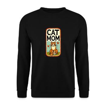 Ingwer Katze Mama - Unisex Pullover - Schwarz - Vorne - Alina (178cm) & Michal (187cm)