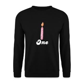 Kerze zum 1. Jahrestag - Unisex Pullover - Schwarz - Vorne - Alina (178cm) & Michal (187cm)