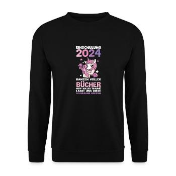 1st Grade Schoolchild Back to School Enrollment - Unisex Sweatshirt - black - Front - Alina (178cm) & Michal (187cm)
