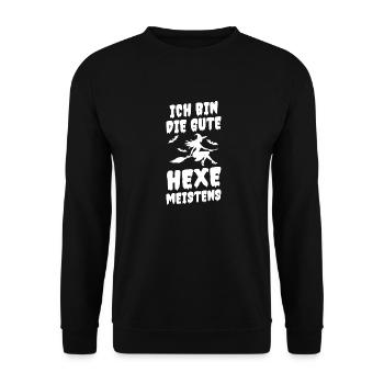 Witch Witch Broom Witch Costume Halloween - Unisex Sweatshirt - black - Front - Alina (178cm) & Michal (187cm)