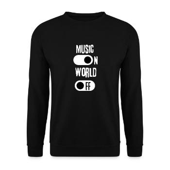 Musik an, Welt aus - Unisex Pullover - Schwarz - Vorne - Alina (178cm) & Michal (187cm)