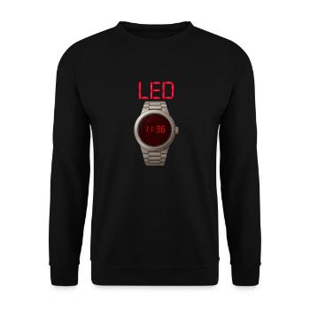 Edelstahl-LED-Uhr mit roter Anzeige - Unisex Pullover - Schwarz - Vorne - Alina (178cm) & Michal (187cm)