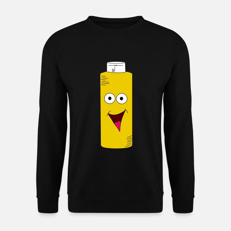 Senf gelbe Senfflasche mit Gesicht - Unisex Pullover - Schwarz