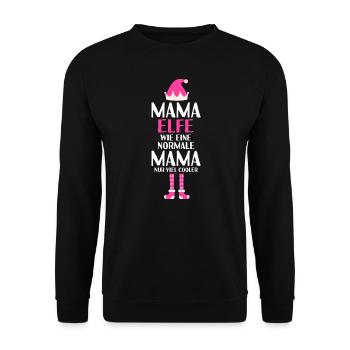 Mama Elfe Mutter Geschenk - Unisex Pullover - Schwarz - Vorne - Alina (178cm) & Michal (187cm)