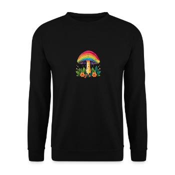 Rainbow Forest Wonder: The LGBTQAI+ Mushroom - Unisex Sweatshirt - black - Front - Alina (178cm) & Michal (187cm)