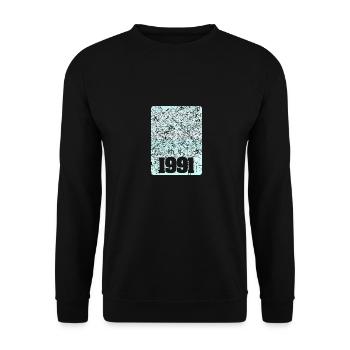 Nummer 1991 - Unisex Pullover - Schwarz - Vorne - Alina (178cm) & Michal (187cm)