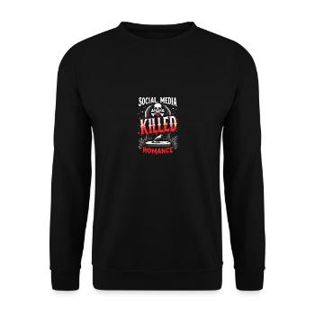 Les réseaux sociaux ont tué la romance | Relation - Sweat-shirt Unisexe - noir - Devant - Alina (178cm) & Michal (187cm)