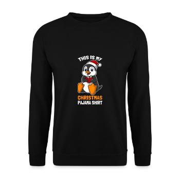 This Is My Christmas Pajama Shirt Süßer Pinguin - Unisex Pullover - Schwarz - Vorne - Alina (178cm) & Michal (187cm)