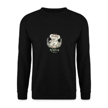 Mama Est. 2024 Koala Cuddle Floral Wreath New Mom - Unisex Pullover - Schwarz - Vorne - Alina (178cm) & Michal (187cm)