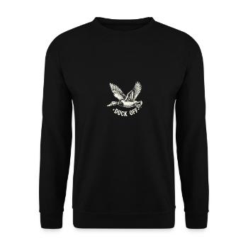 Duck Hunter Pun, Duck Off, Vintage Waterfowl Duck - Unisex Pullover - Schwarz - Vorne - Alina (178cm) & Michal (187cm)
