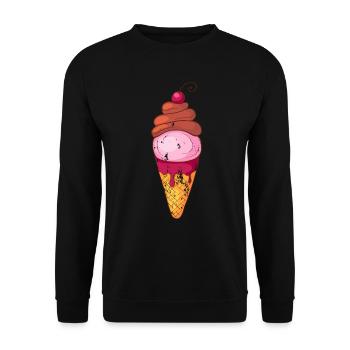 Retro Vintage Grunge Style Eis - Unisex Pullover - Schwarz - Vorne - Alina (178cm) & Michal (187cm)