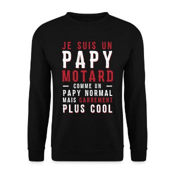 papys mortards, papi cool, papy motard - Sweat-shirt Unisexe - noir - Devant - Alina (178cm) & Michal (187cm)