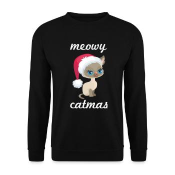 Mignon chat de Noël Design Meowy Catmas amoureux de chat - Sweat-shirt Unisexe - noir - Devant - Alina (178cm) & Michal (187cm)