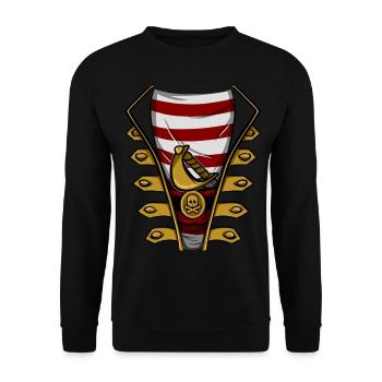 Pirate Costume With Saber and Skull Belt - Unisex Sweatshirt - black - Front - Alina (178cm) & Michal (187cm)