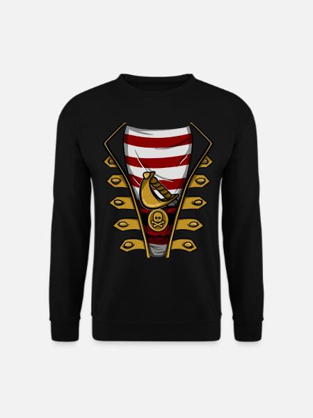 Piraten Kostüm Mit Säbel und Totenkopf Gürtel - Unisex Pullover - Schwarz