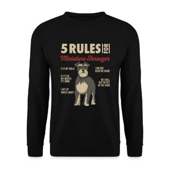 5 règles pour un schnauzer miniature - chien schnauzer - Sweat-shirt Unisexe - noir - Devant - Alina (178cm) & Michal (187cm)