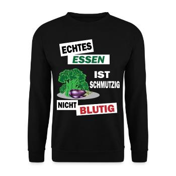 Veganer Vegan Tierschutz Tierrechte Soja Tofu - Unisex Pullover - Schwarz - Vorne - Alina (178cm) & Michal (187cm)