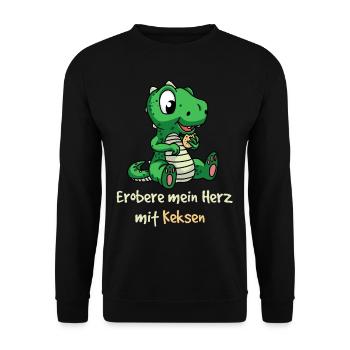 Conquer my heart with cookies Dino kinder Fantasy - Unisex Sweatshirt - black - Front - Alina (178cm) & Michal (187cm)