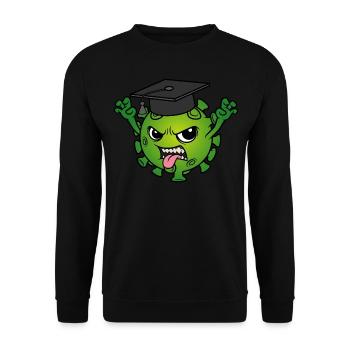 Graduation Mascot Corona Virus Doctor's Hat Motto - Unisex Sweatshirt - black - Front - Alina (178cm) & Michal (187cm)