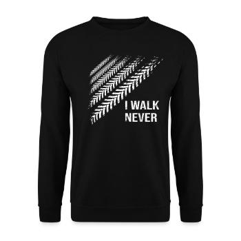 I Walk Never Traces de pneus Idée cadeau - Sweat-shirt Unisexe - noir - Devant - Alina (178cm) & Michal (187cm)