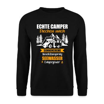 Wohnmobil Camping Camper Zelt Womo Geschenkidee - Unisex Pullover - Schwarz - Vorne - Alina (178cm) & Michal (187cm)