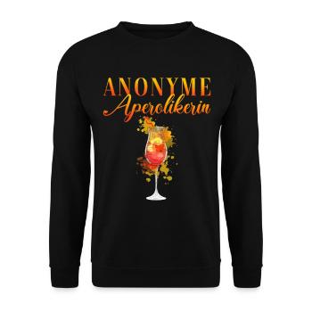 JGA Anonyme Aperolikerin Team Cocktail Aperolglas - Unisex Pullover - Schwarz - Vorne - Alina (178cm) & Michal (187cm)