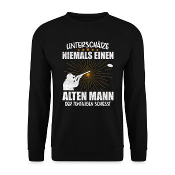 Tontaubenschießen Sportschützen Wurftaube Geschenk - Unisex Pullover - Schwarz - Vorne - Alina (178cm) & Michal (187cm)