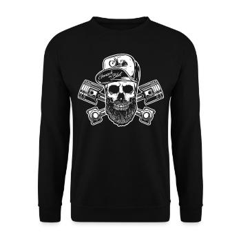 Simson Schwalbe KR51 Low- Gemisch im Blut - Unisex Pullover - Schwarz - Vorne - Alina (178cm) & Michal (187cm)
