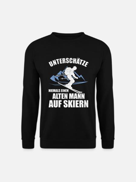 Unterschätze Niemals Einen Alten Mann auf Skiern - Unisex Pullover - Schwarz