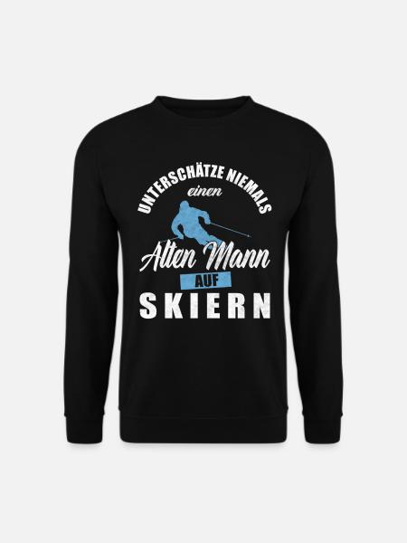 Unterschätze Niemals Einen Alten Mann Auf Skiern - Unisex Pullover - Schwarz