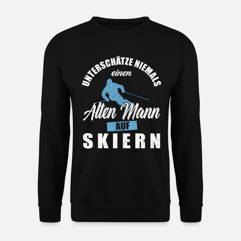 Unterschätze Niemals Einen Alten Mann Auf Skiern - Unisex Pullover - Schwarz