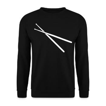 Drum Sticks - Schlagzeug - Drummer - Unisex Pullover - Schwarz - Vorne - Alina (178cm) & Michal (187cm)