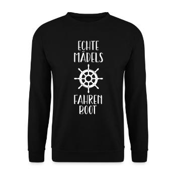 Echte Mädels Fahren Boot Skipper Kapitän Schiff - Unisex Pullover - Schwarz - Vorne - Alina (178cm) & Michal (187cm)
