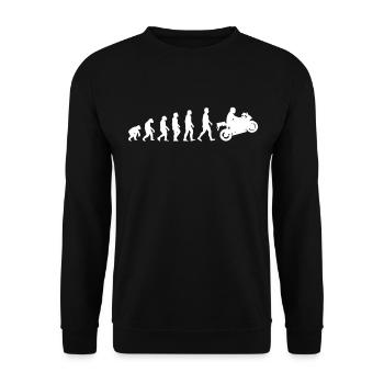 Motorradfahrer Evolution Motorrad Biker Geschenk - Unisex Pullover - Schwarz - Vorne - Alina (178cm) & Michal (187cm)