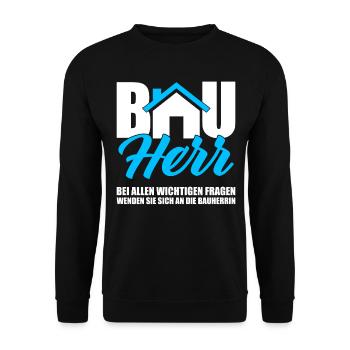 Bauherr Bei Allen Wichtigen Fragen Bauherrin - Unisex Pullover - Schwarz - Vorne - Alina (178cm) & Michal (187cm)