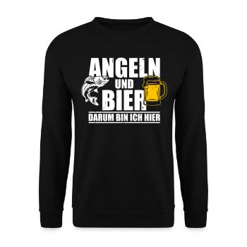 Angler Fischerei Fischen AngelnGeschenkidee - Unisex Pullover - Schwarz - Vorne - Alina (178cm) & Michal (187cm)