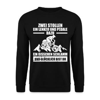 Downhill MTB Fahrer Mountain Biker Fahrrad Rad - Unisex Pullover - Schwarz - Vorne - Alina (178cm) & Michal (187cm)