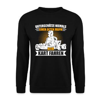 Go Kart Kartfahren Kartbahn Motorsport Rennfahrer - Unisex Pullover - Schwarz - Vorne - Alina (178cm) & Michal (187cm)