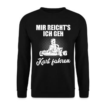 Go Kart Kartfahren Kartbahn Motorsport Rennfahrer - Unisex Pullover - Schwarz - Vorne - Alina (178cm) & Michal (187cm)