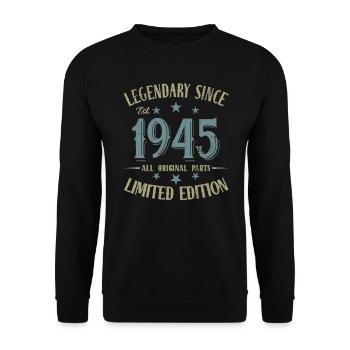 Légendaire depuis né en 1945 Anniversaire - Sweat-shirt Unisexe - noir - Devant - Alina (178cm) & Michal (187cm)