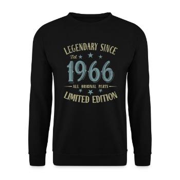 Legendary since born in 1966 Birthday - Unisex Sweatshirt - black - Front - Alina (178cm) & Michal (187cm)